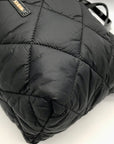 Anne Klein Black Nylon Quilted Puffed Tote Bag