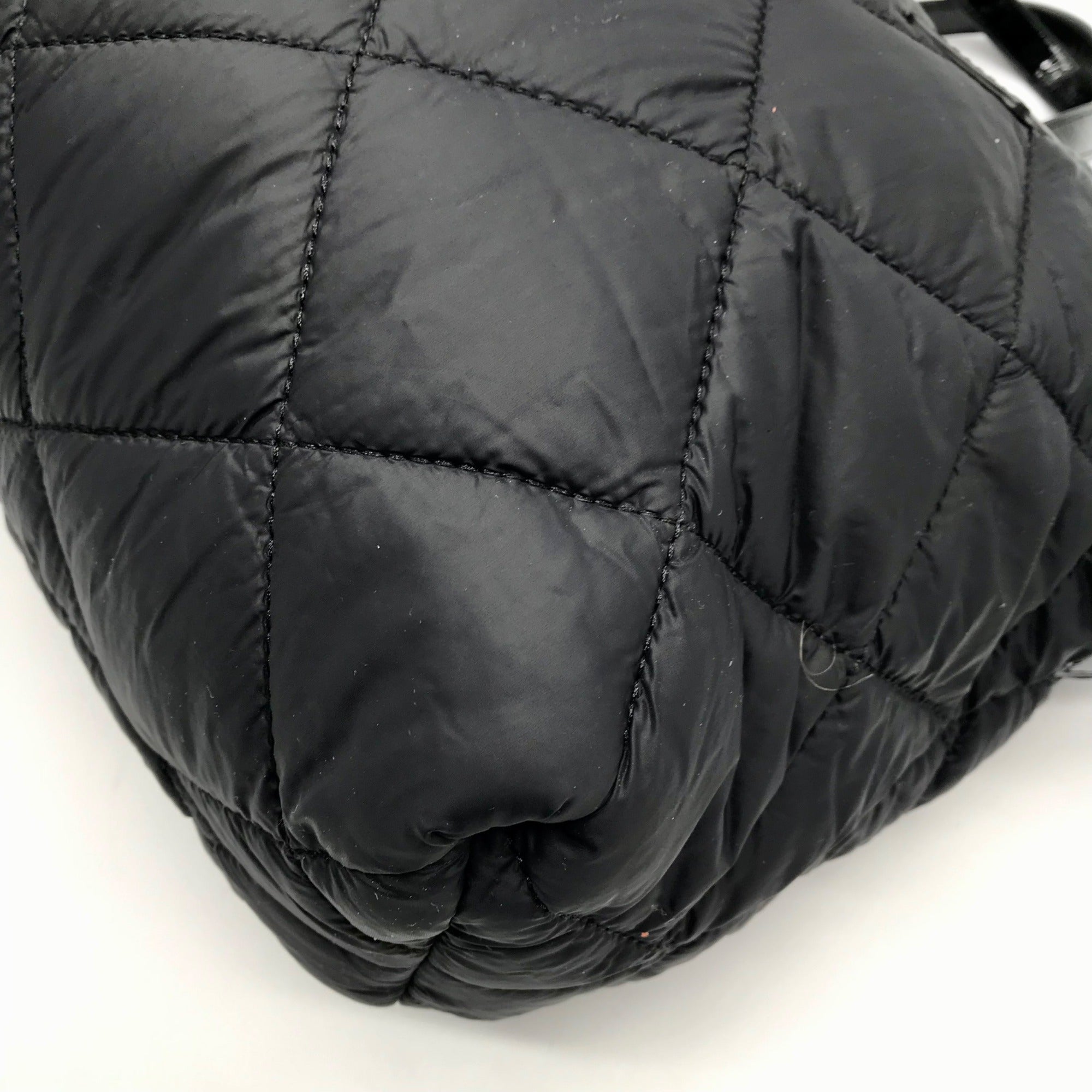 Anne Klein Black Nylon Quilted Puffed Tote Bag