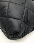 Anne Klein Black Nylon Quilted Puffed Tote Bag