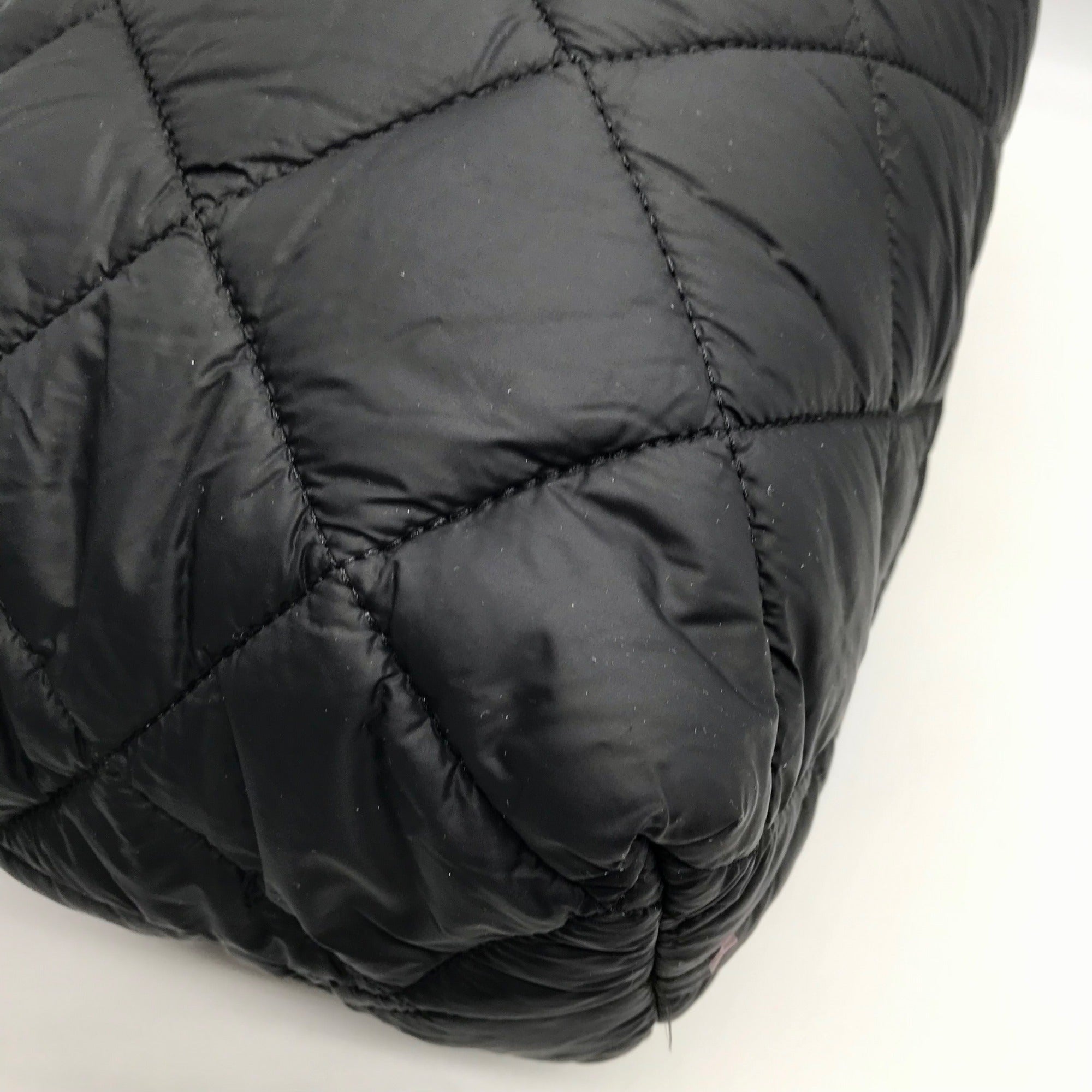 Anne Klein Black Nylon Quilted Puffed Tote Bag