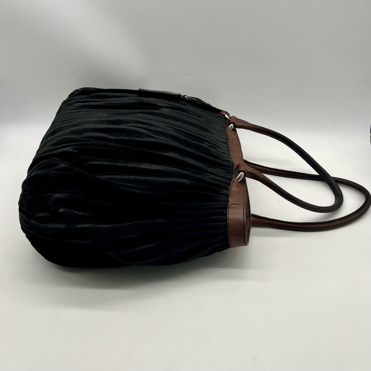 Gambini Black Pleated Suede Shoulder Bag