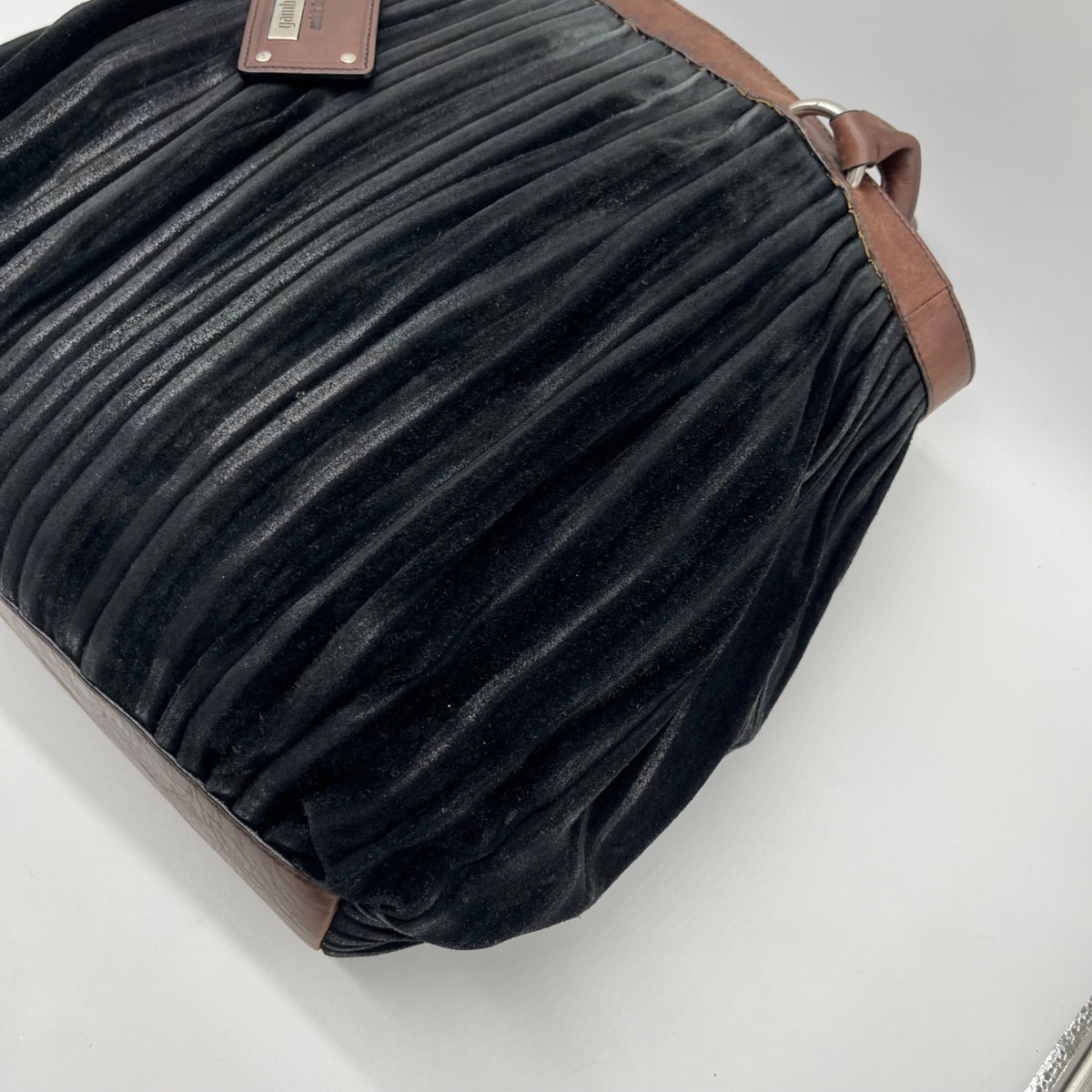 Gambini Black Pleated Suede Shoulder Bag