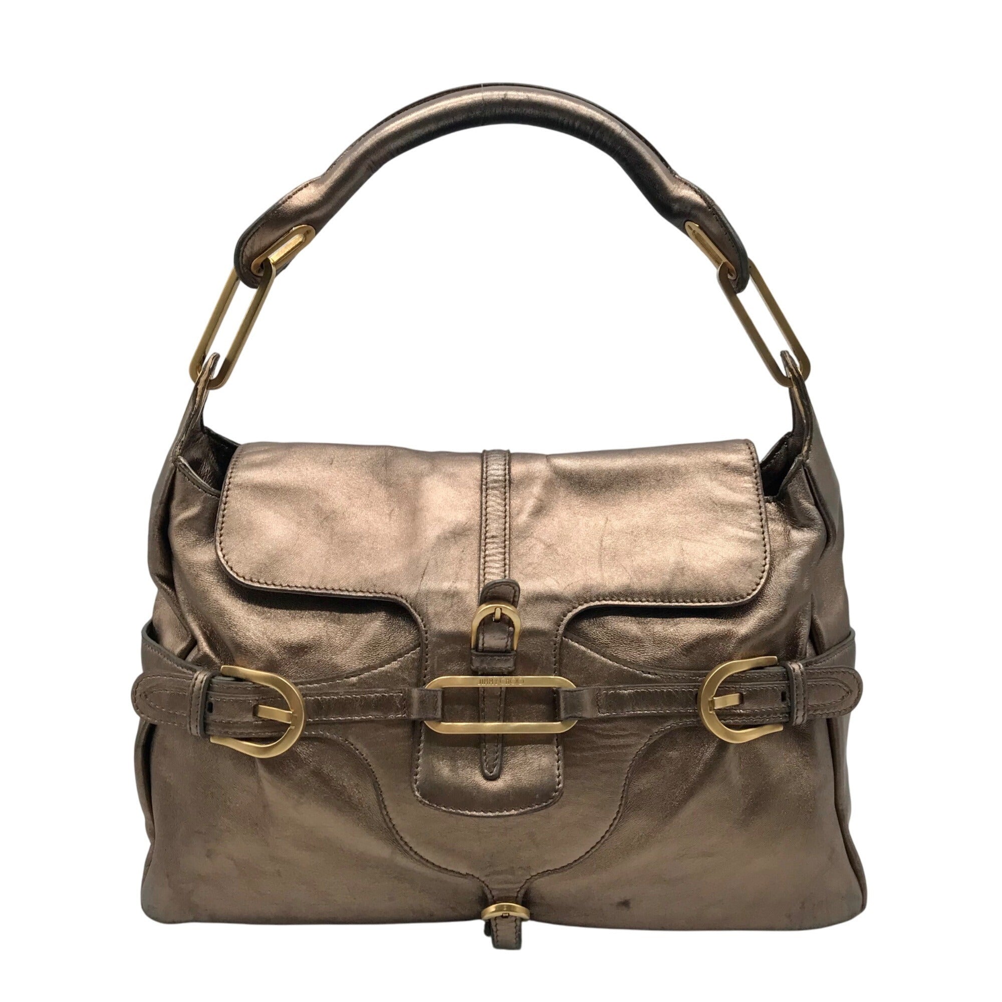 Jimmy Choo Metallic Bronze Leather Tulita Hobo Bag 