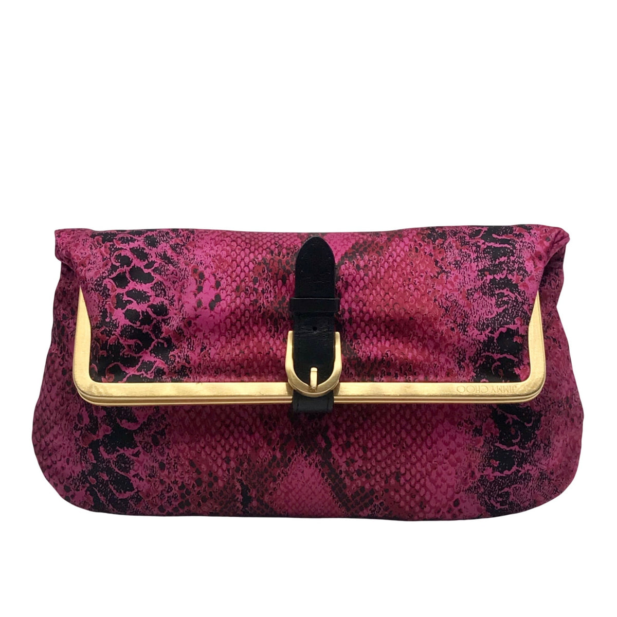 Jimmy Choo Pink Leather Python-Print Clutch