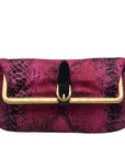 Jimmy Choo Pink Leather Python-Print Clutch