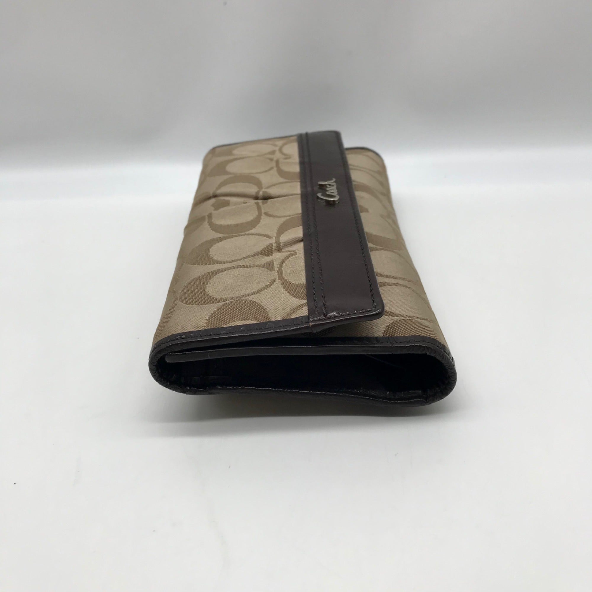 Coach Tan and Brown Canvas Logo Wallet