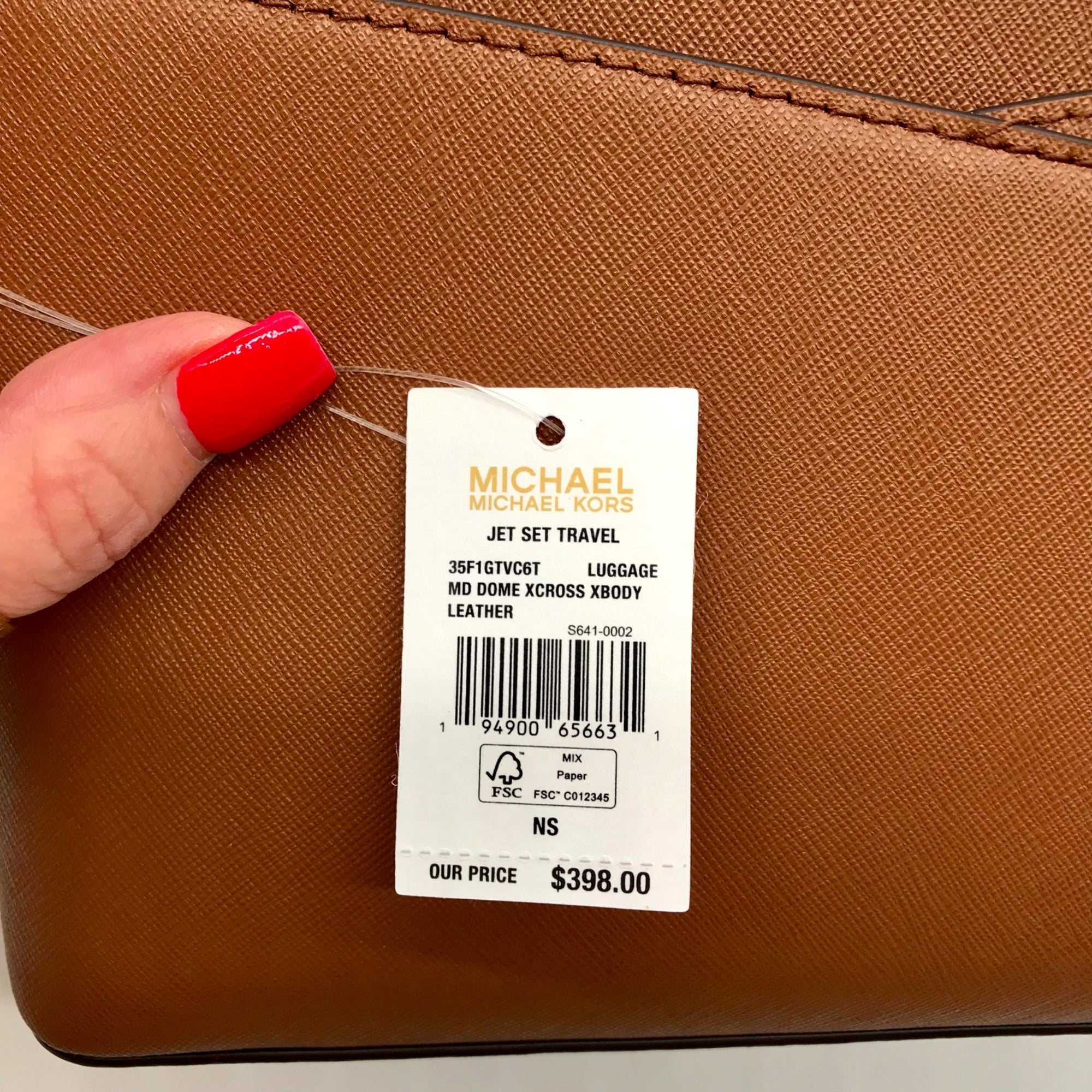 Michael Kors Luggage Brown Saffiano Leather Jet Set Dome Crossbody Bag