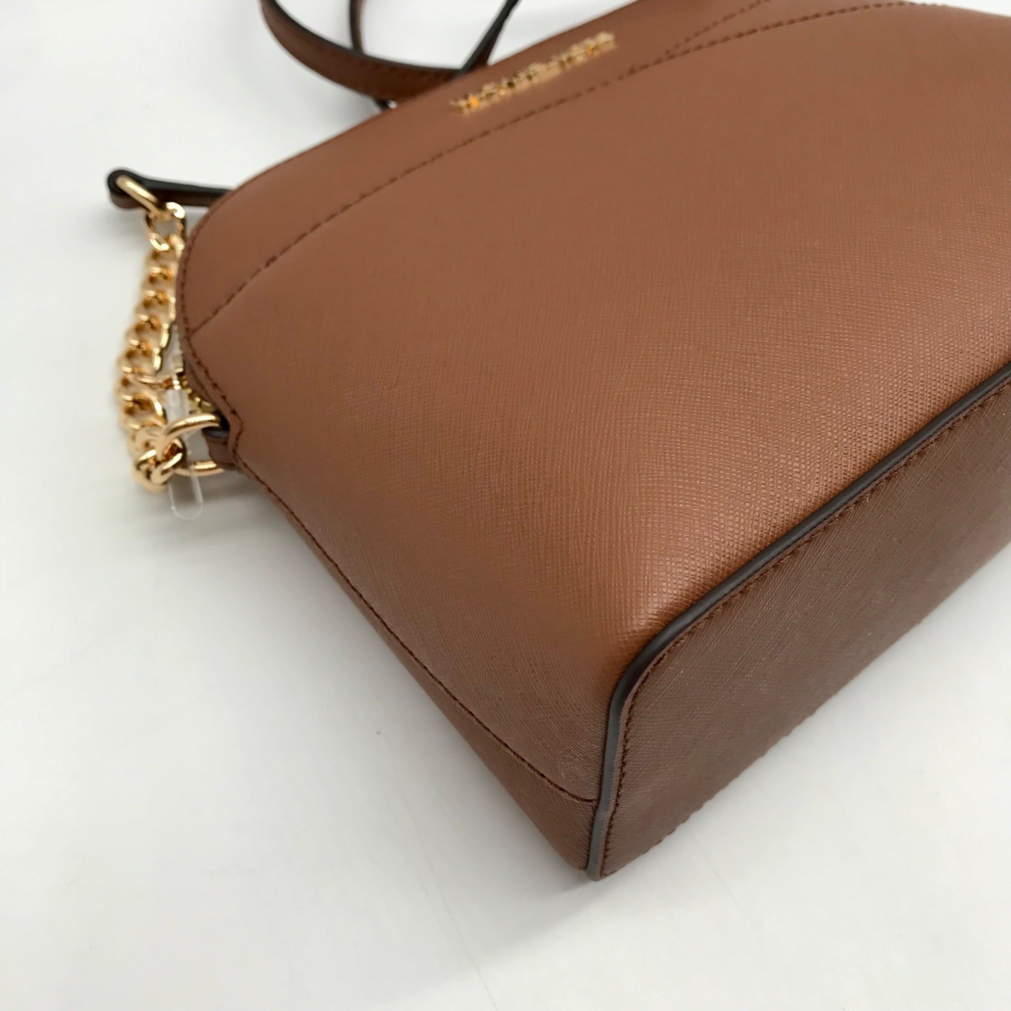 Michael Kors Luggage Brown Saffiano Leather Jet Set Dome Crossbody Bag