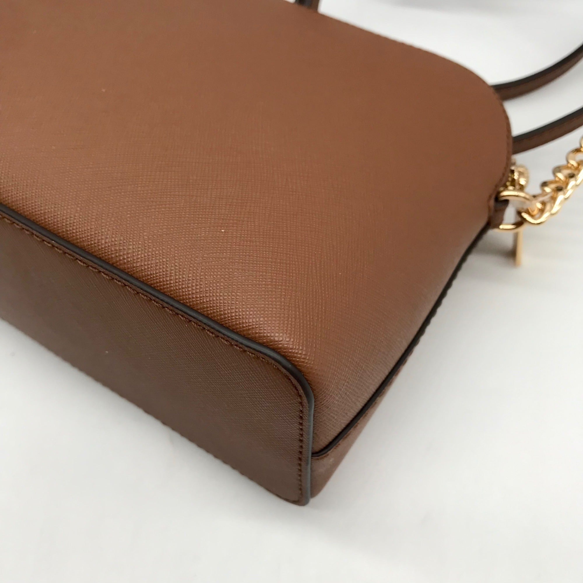 Michael Kors Luggage Brown Saffiano Leather Jet Set Dome Crossbody Bag