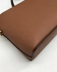 Michael Kors Luggage Brown Saffiano Leather Jet Set Dome Crossbody Bag