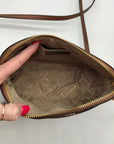 Michael Kors Luggage Brown Saffiano Leather Jet Set Dome Crossbody Bag