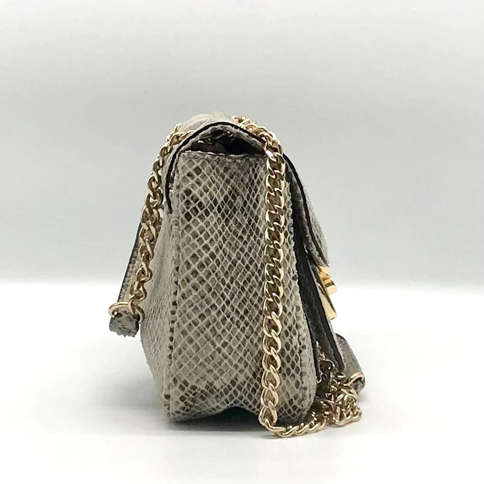 Michael Kors Beige Embossed Leather Carine Shoulder Bag