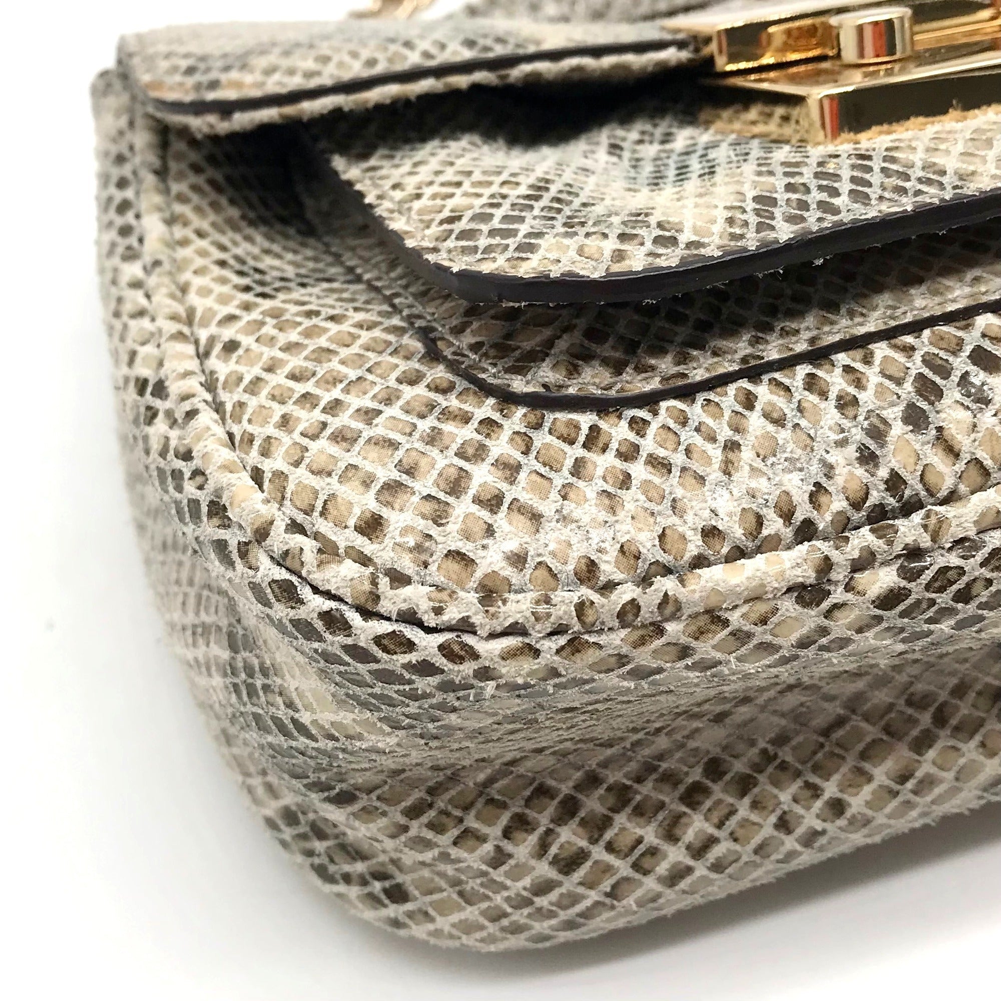 Michael Kors Beige Embossed Leather Carine Shoulder Bag