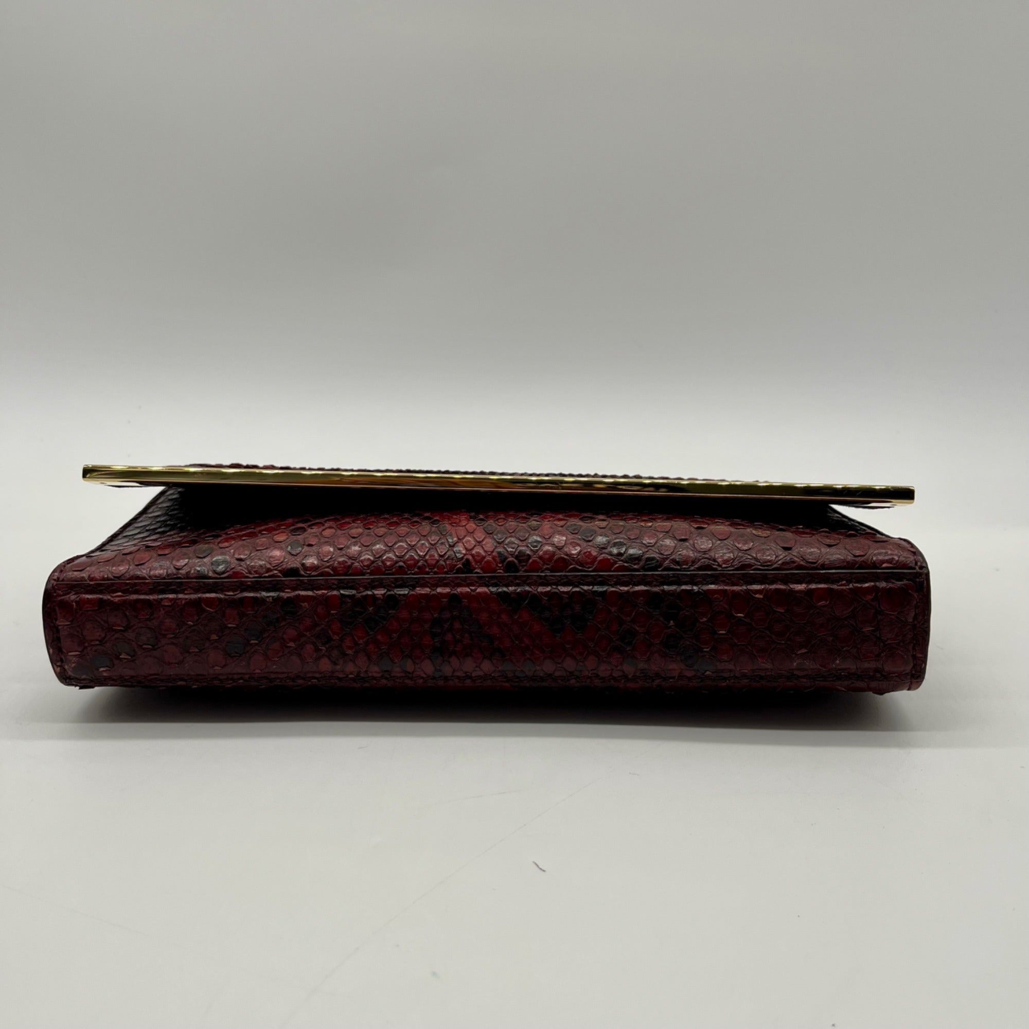 Lafayette 148 Red Leather Snake-Embossed Mini Crossbody Bag