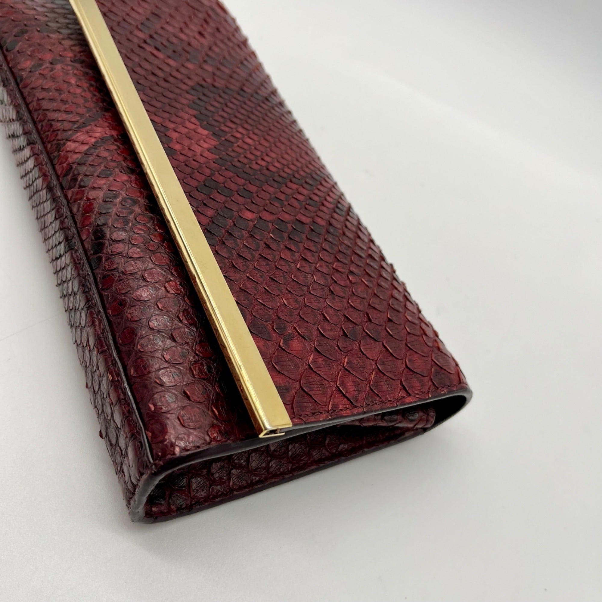 Lafayette 148 Red Leather Snake-Embossed Mini Crossbody Bag