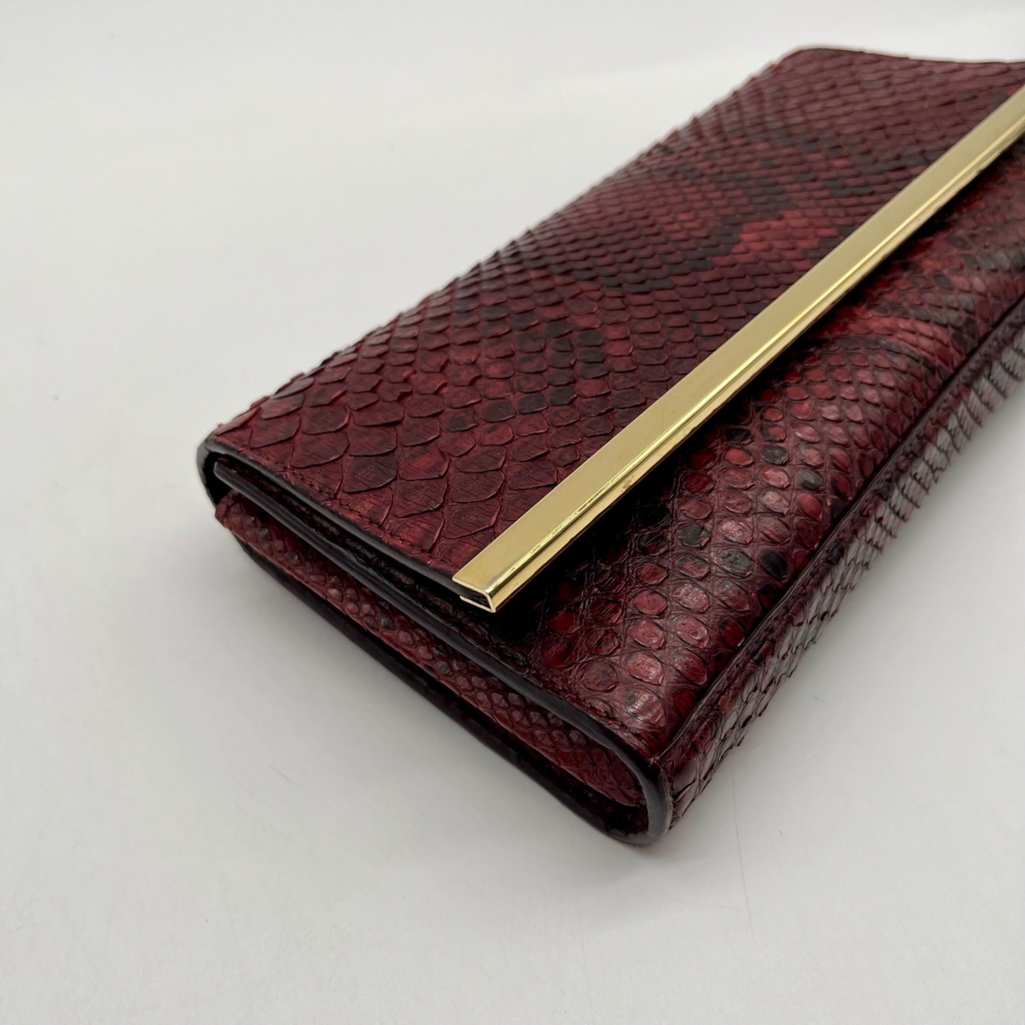Lafayette 148 Red Leather Snake-Embossed Mini Crossbody Bag