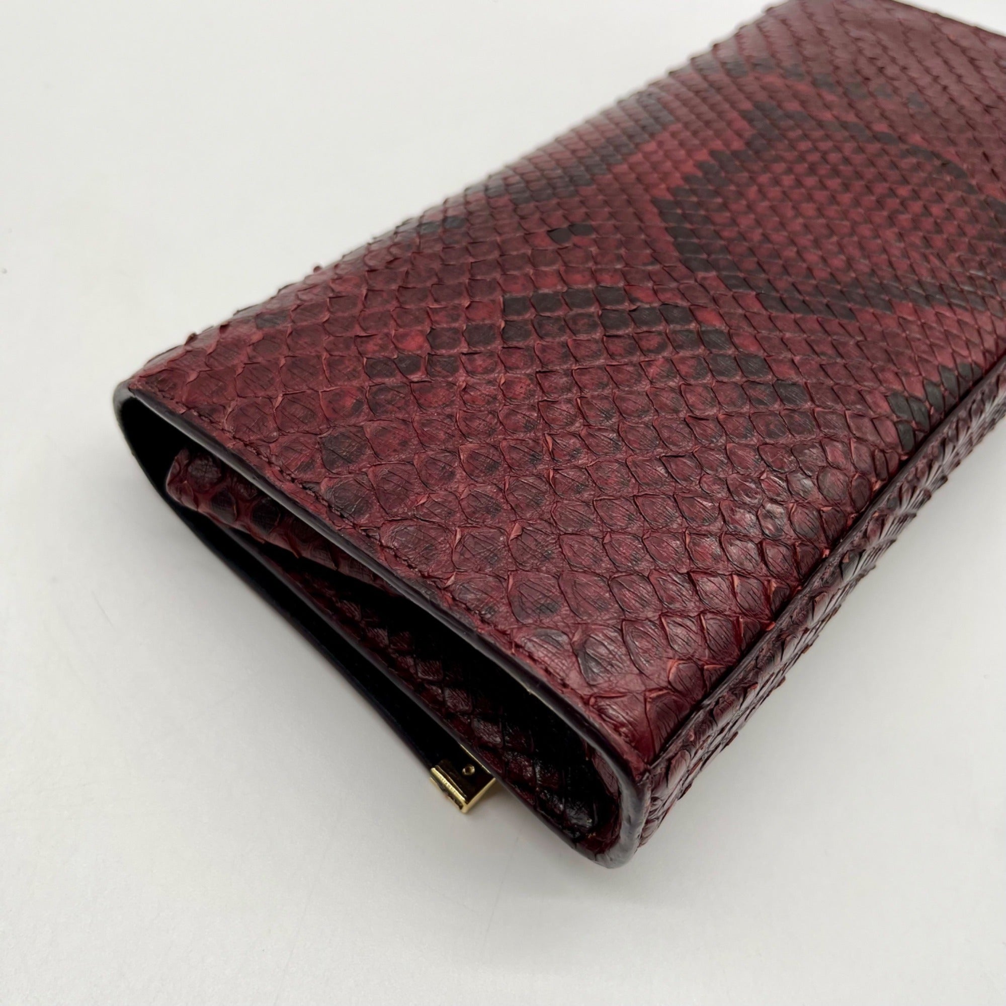 Lafayette 148 Red Leather Snake-Embossed Mini Crossbody Bag