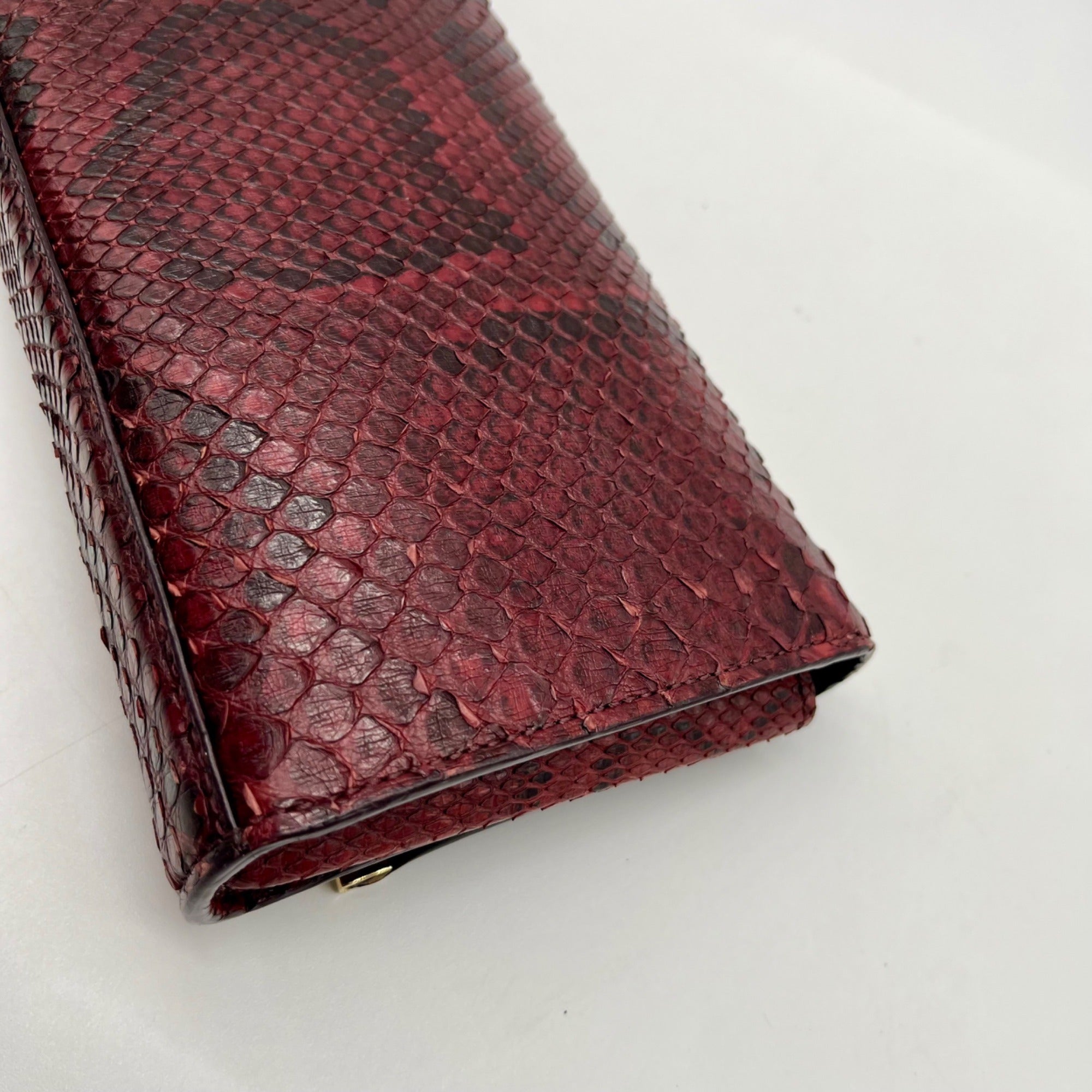 Lafayette 148 Red Leather Snake-Embossed Mini Crossbody Bag