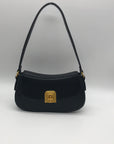 Mioztique Black Faux Leather Lyra Twist Lock Shoulder Bag