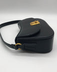Mioztique Black Faux Leather Lyra Twist Lock Shoulder Bag