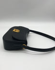 Mioztique Black Faux Leather Lyra Twist Lock Shoulder Bag