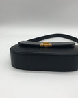 Mioztique Black Faux Leather Lyra Twist Lock Shoulder Bag