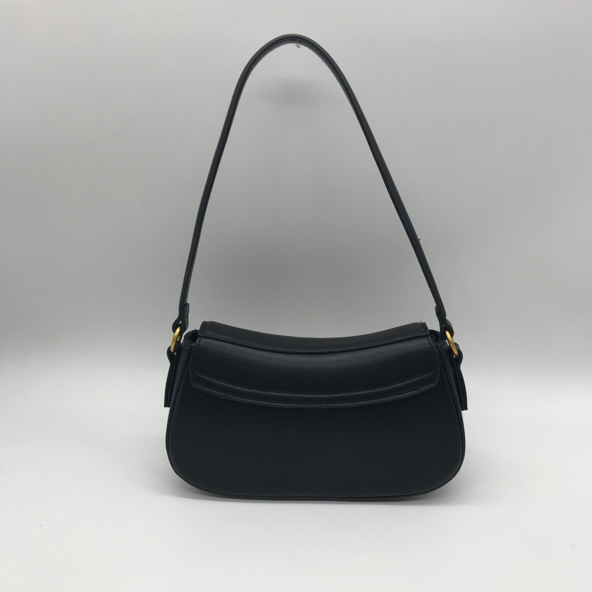 Mioztique Black Faux Leather Lyra Twist Lock Shoulder Bag