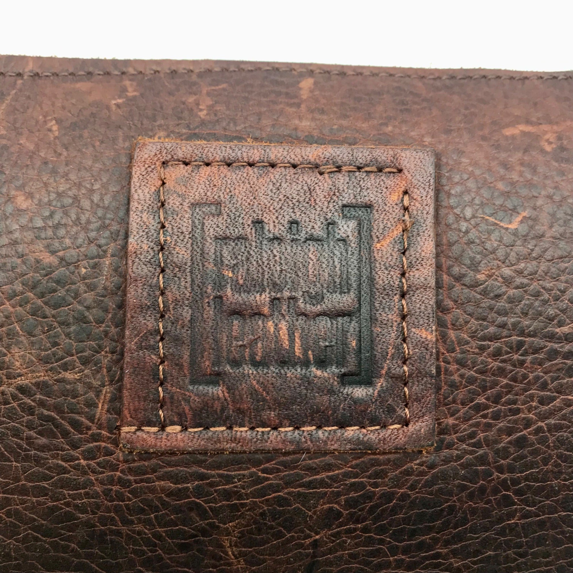 Raleigh Leather Brown Pebbled Leather &amp; Cowhide Clutch