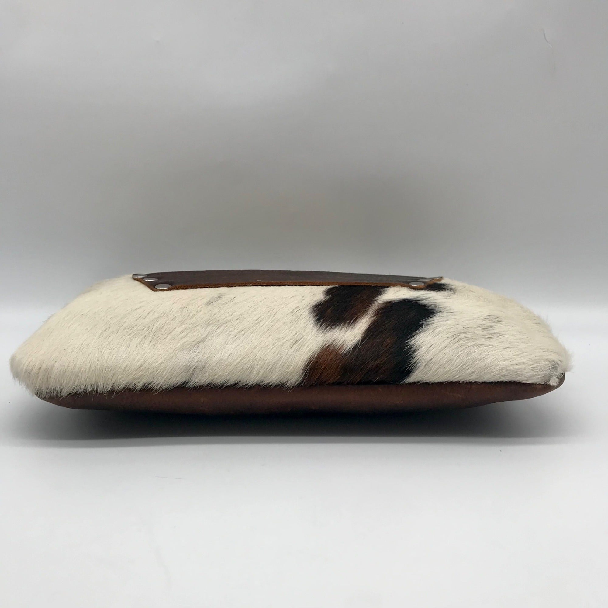 Raleigh Leather Brown Pebbled Leather &amp; Cowhide Clutch