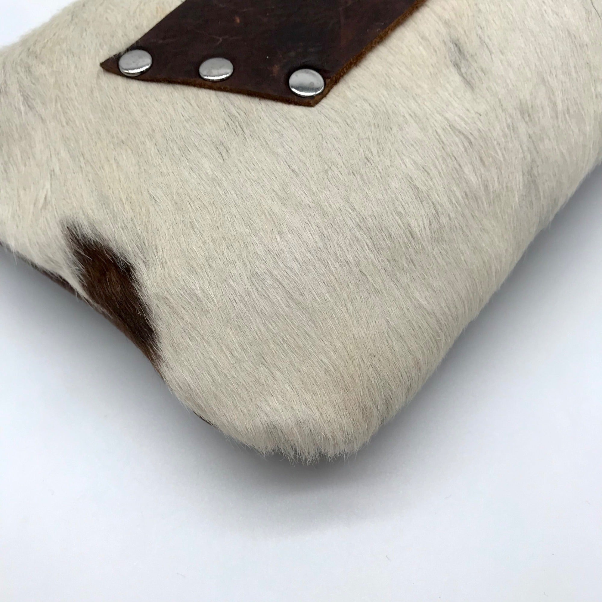 Raleigh Leather Brown Pebbled Leather &amp; Cowhide Clutch
