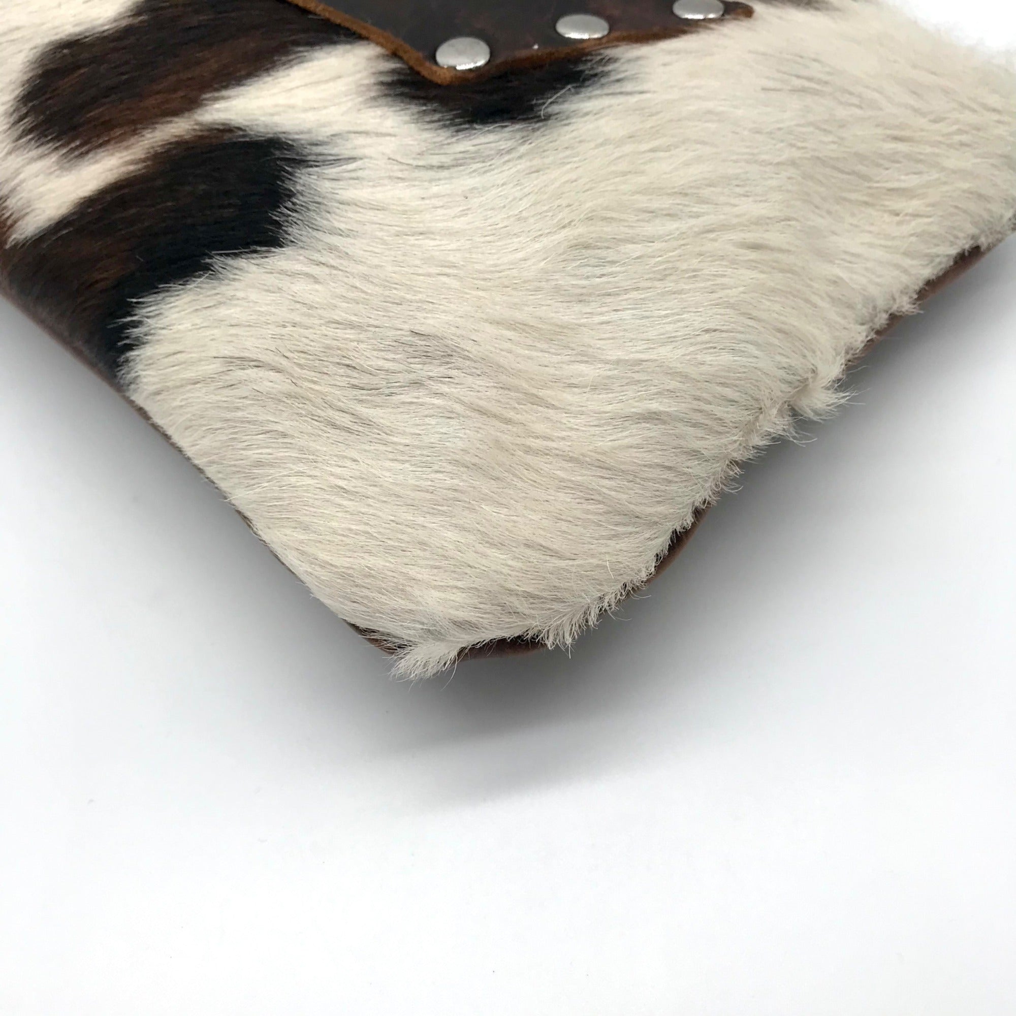 Raleigh Leather Brown Pebbled Leather &amp; Cowhide Clutch