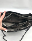 Michael Kors Metallic Grey Leather Susan Quilted Shoulder Bag
