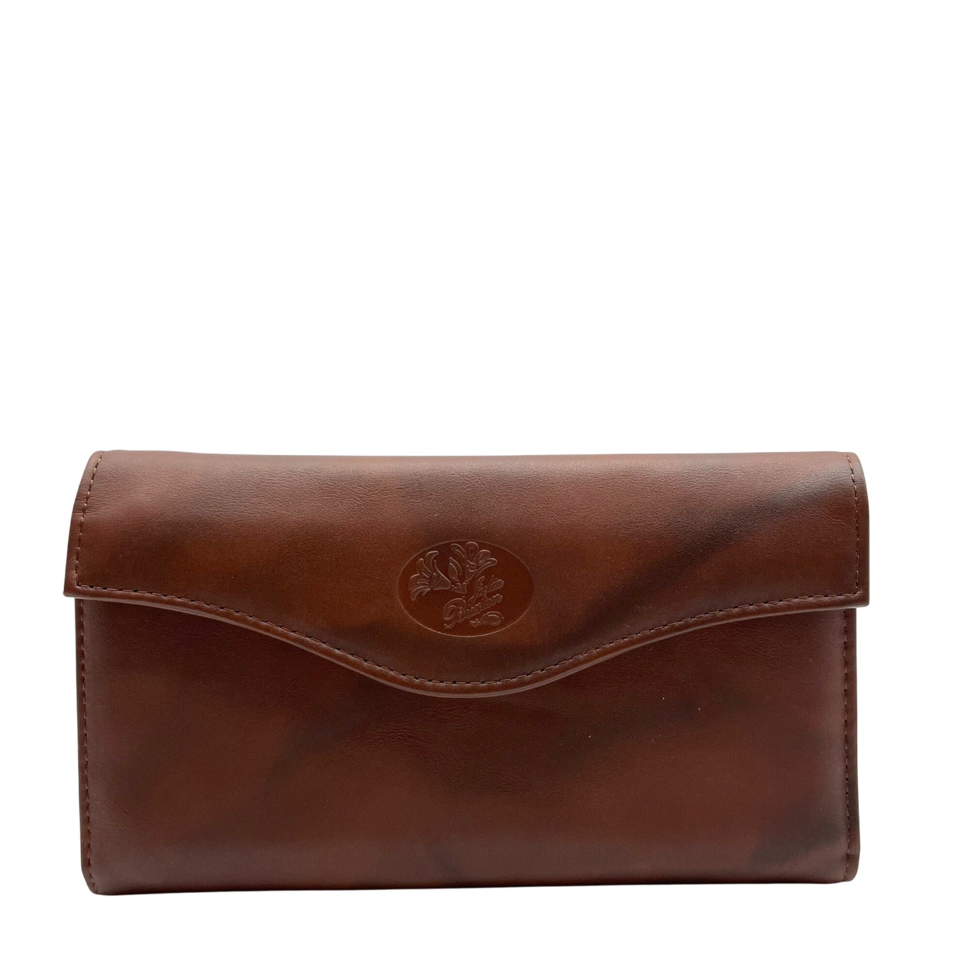 Julia Buxton Brown Leather Heiress Checkbook Wallet 