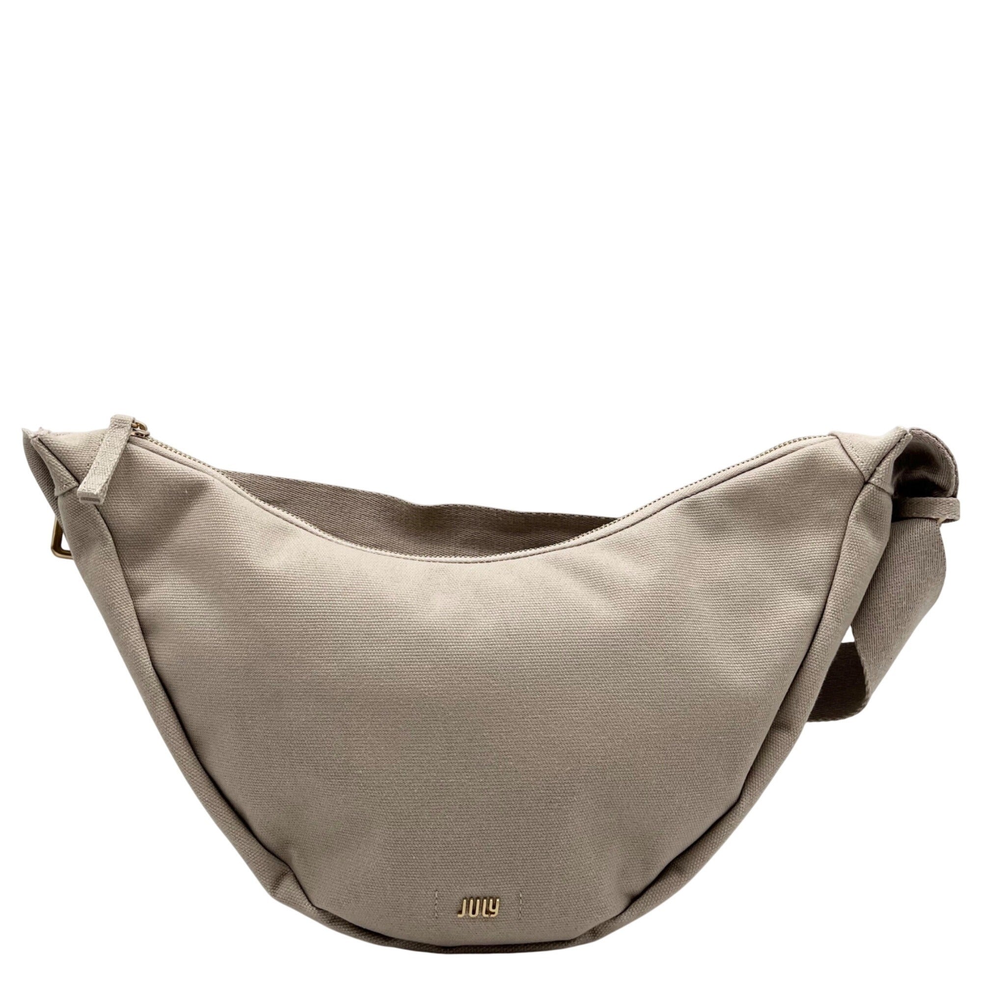 July Beige Canvas Crescent Everyday Crossbody Bag 