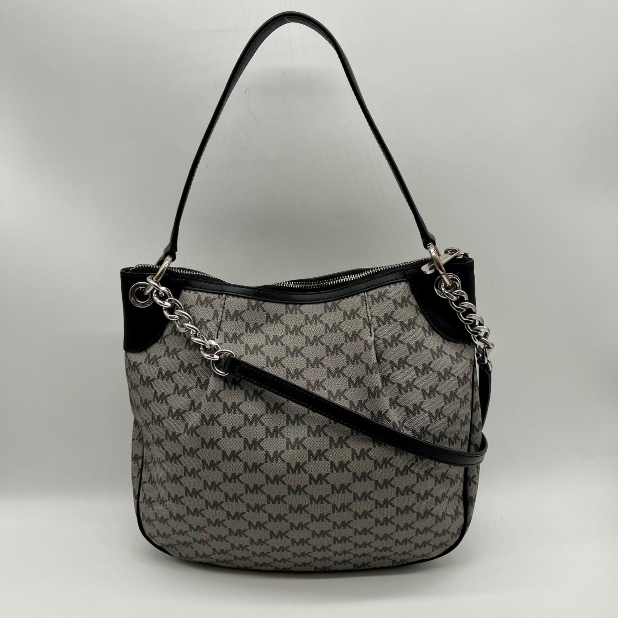 Michael Kors Jet Set Grey Coated Canvas Shoulder Bag