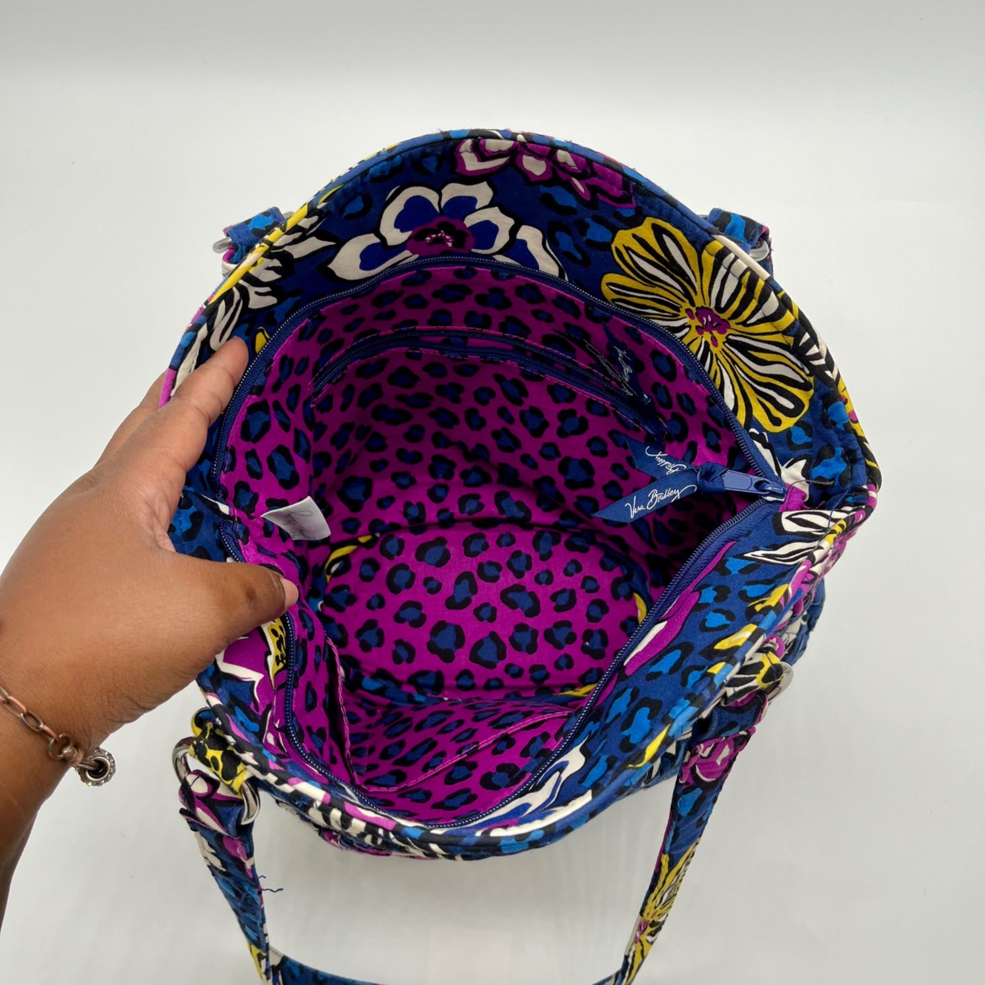 Vera Bradley Blue African Violet Floral Pattern Tote Bag