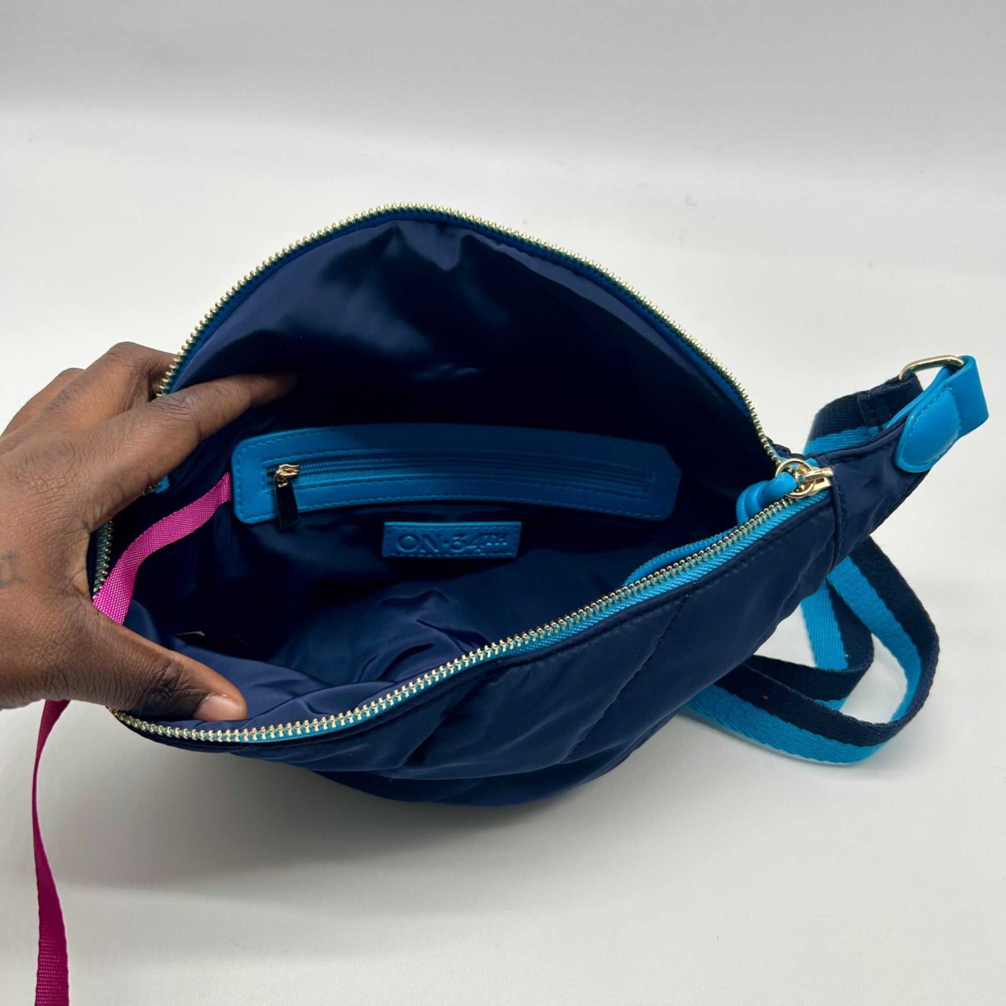 On 34th Nylon Blue Belt Bag