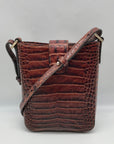 Brahmin Pecan Croc Embossed Leather Marley Crossbody Bag