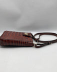 Brahmin Pecan Croc Embossed Leather Marley Crossbody Bag