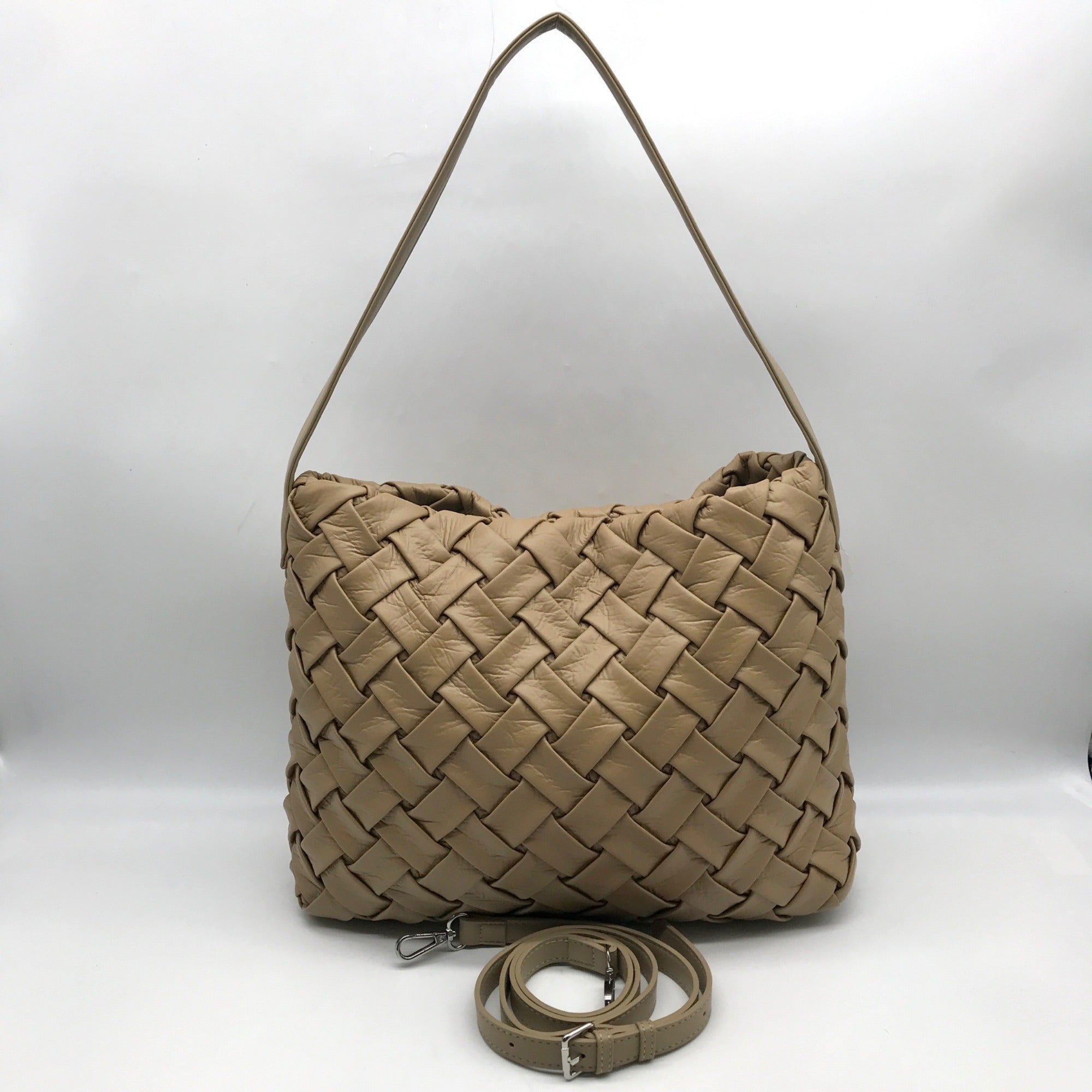 Like Dreams Beige Woven Faux Leather Hazel Tote Bag
