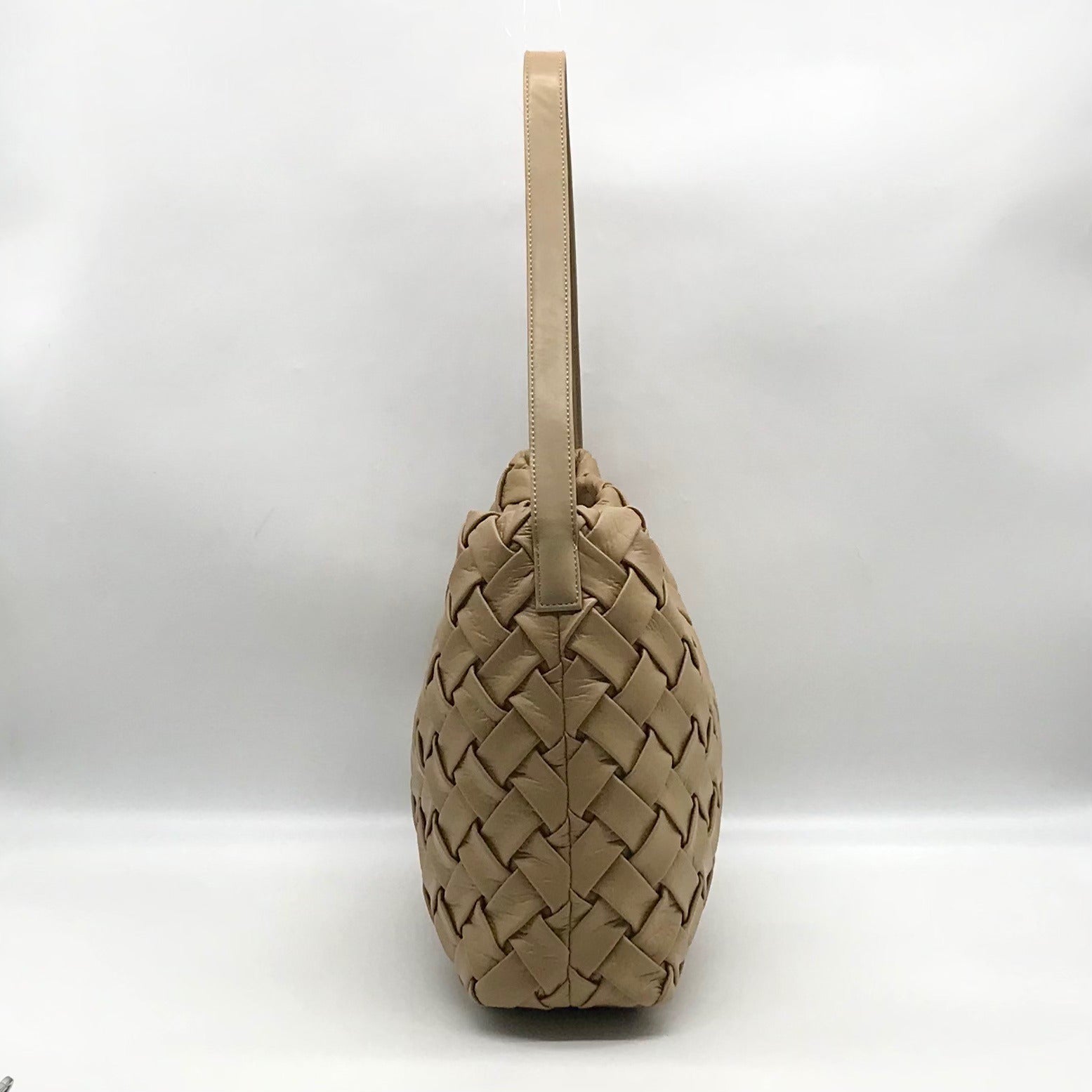 Like Dreams Beige Woven Faux Leather Hazel Tote Bag