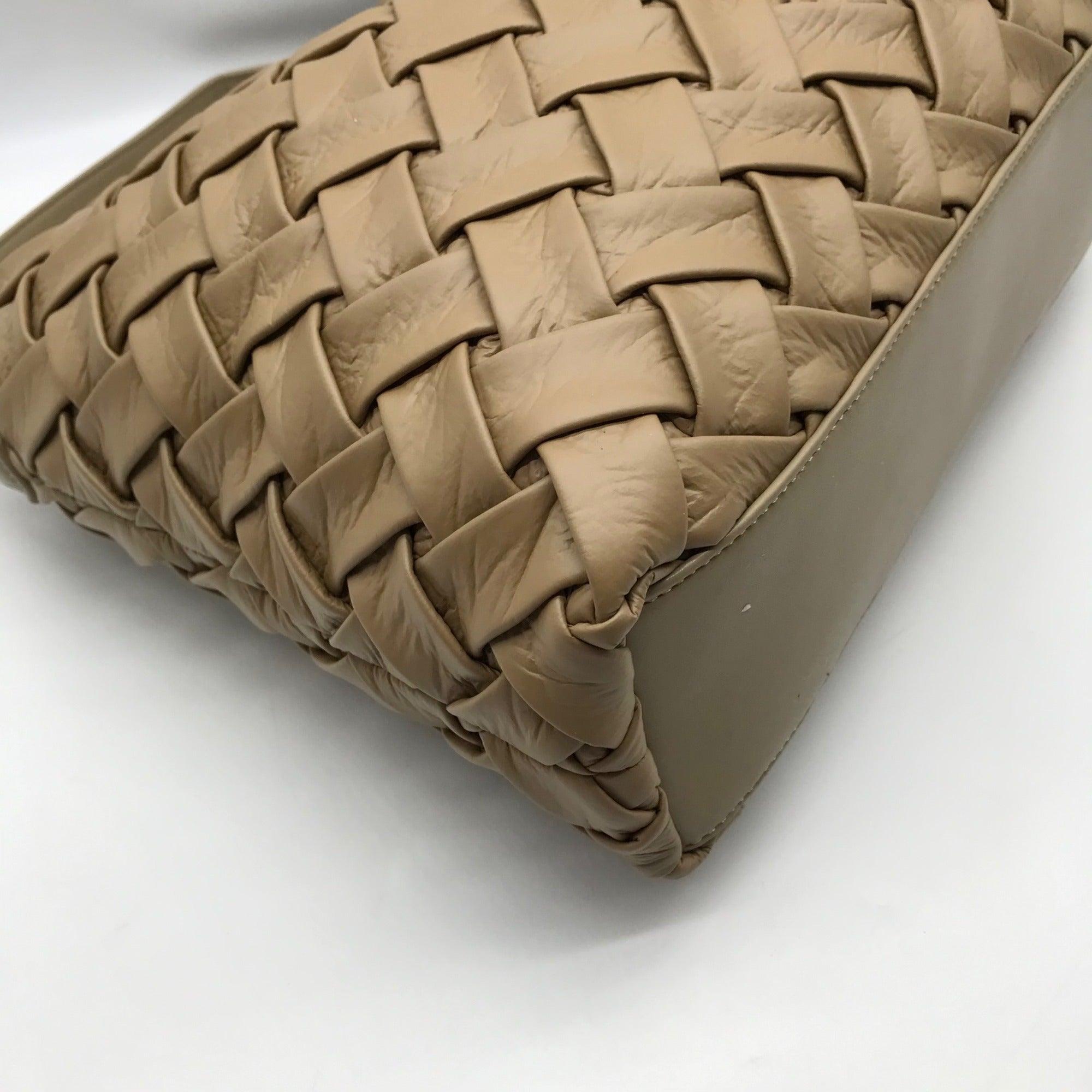 Like Dreams Beige Woven Faux Leather Hazel Tote Bag