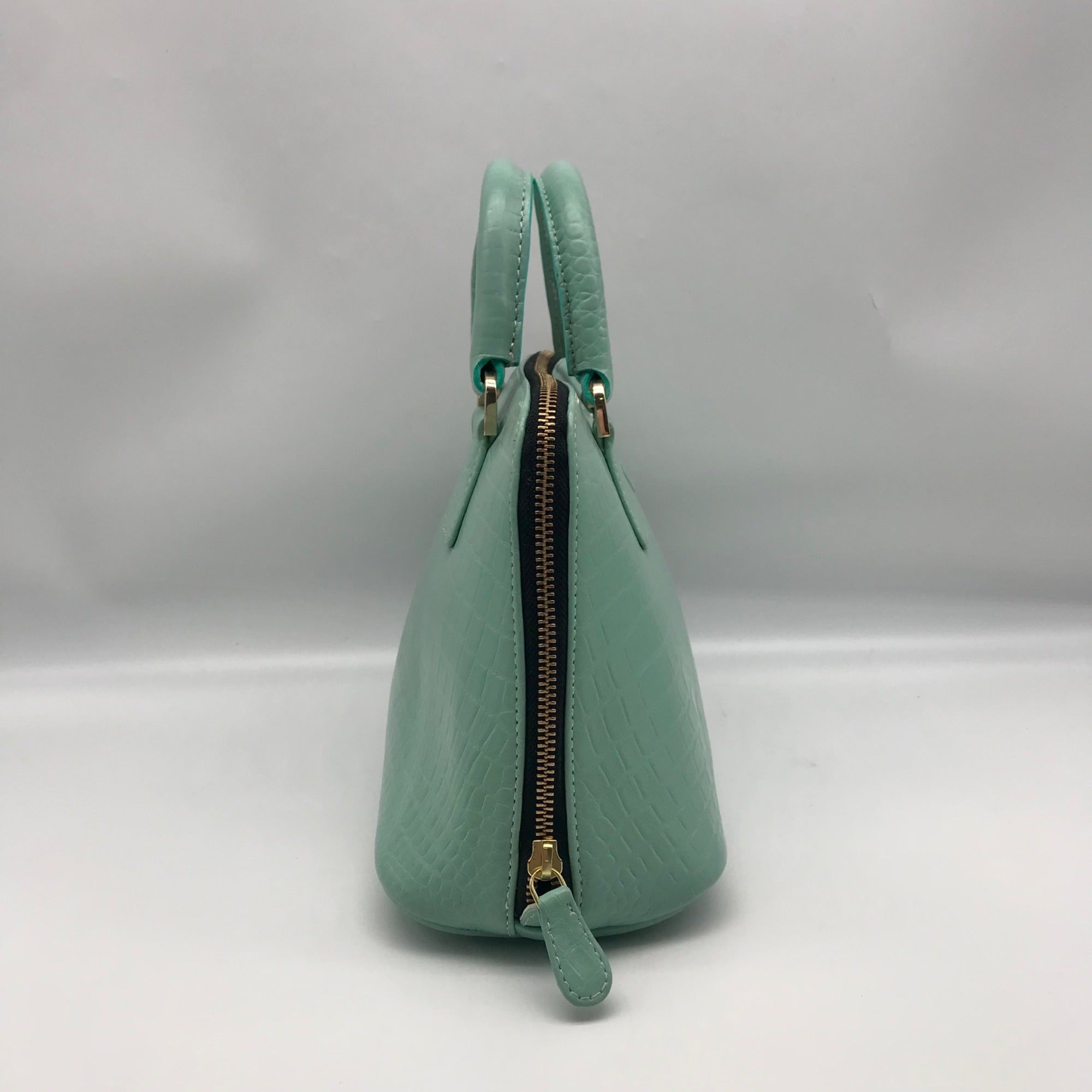 WKND WYFR  Aquamarine Croc Embossed Leather Convertible Satchel