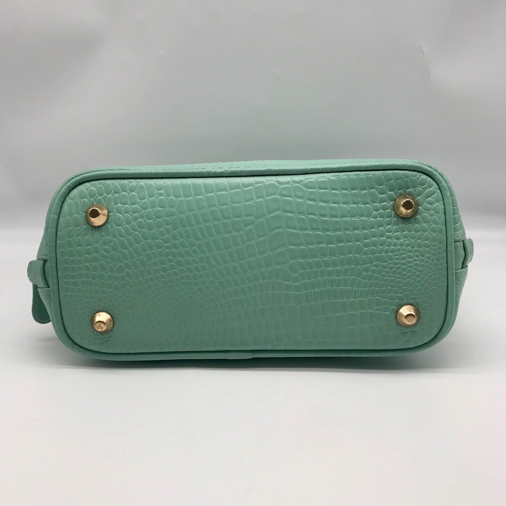 WKND WYFR  Aquamarine Croc Embossed Leather Convertible Satchel