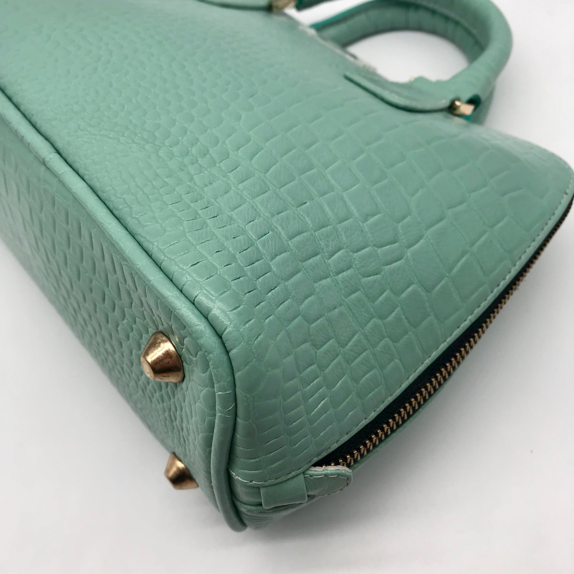 WKND WYFR  Aquamarine Croc Embossed Leather Convertible Satchel