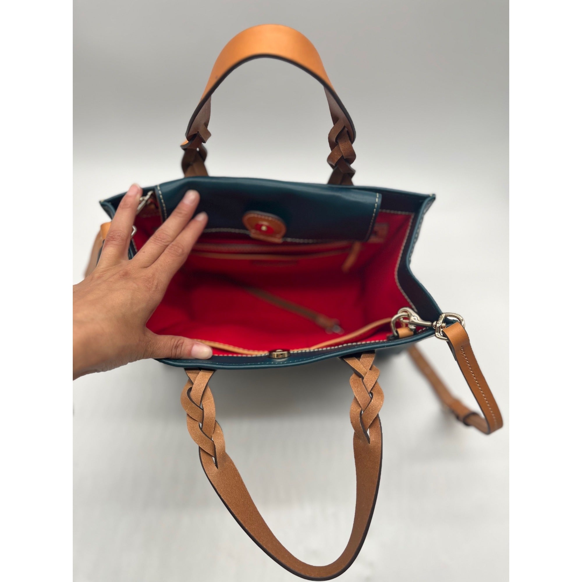 Dooney &amp; Bourke Blue Smooth Leather Convertible Satchel