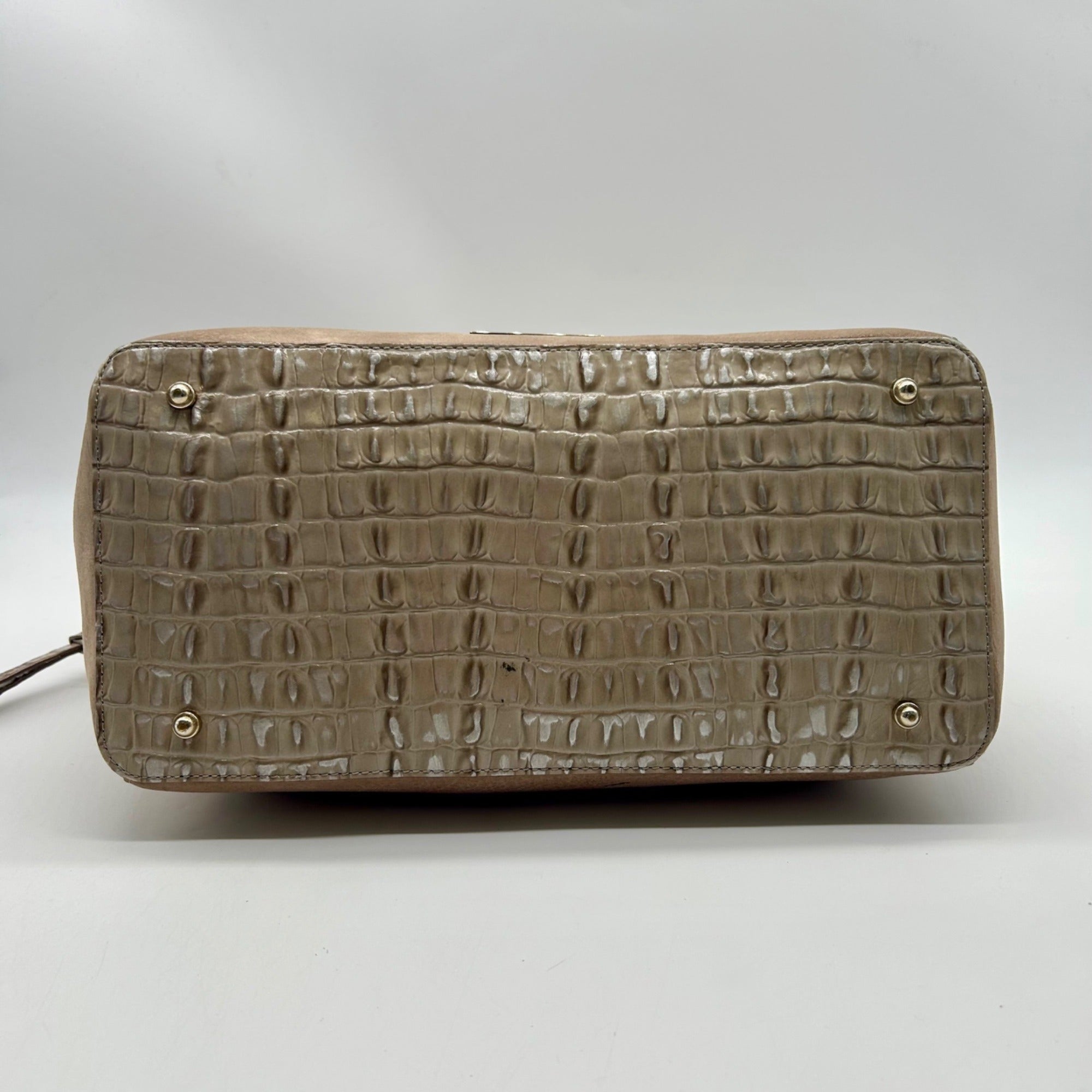 Brahmin Tan Suede Mini Schooner Satchel Bag