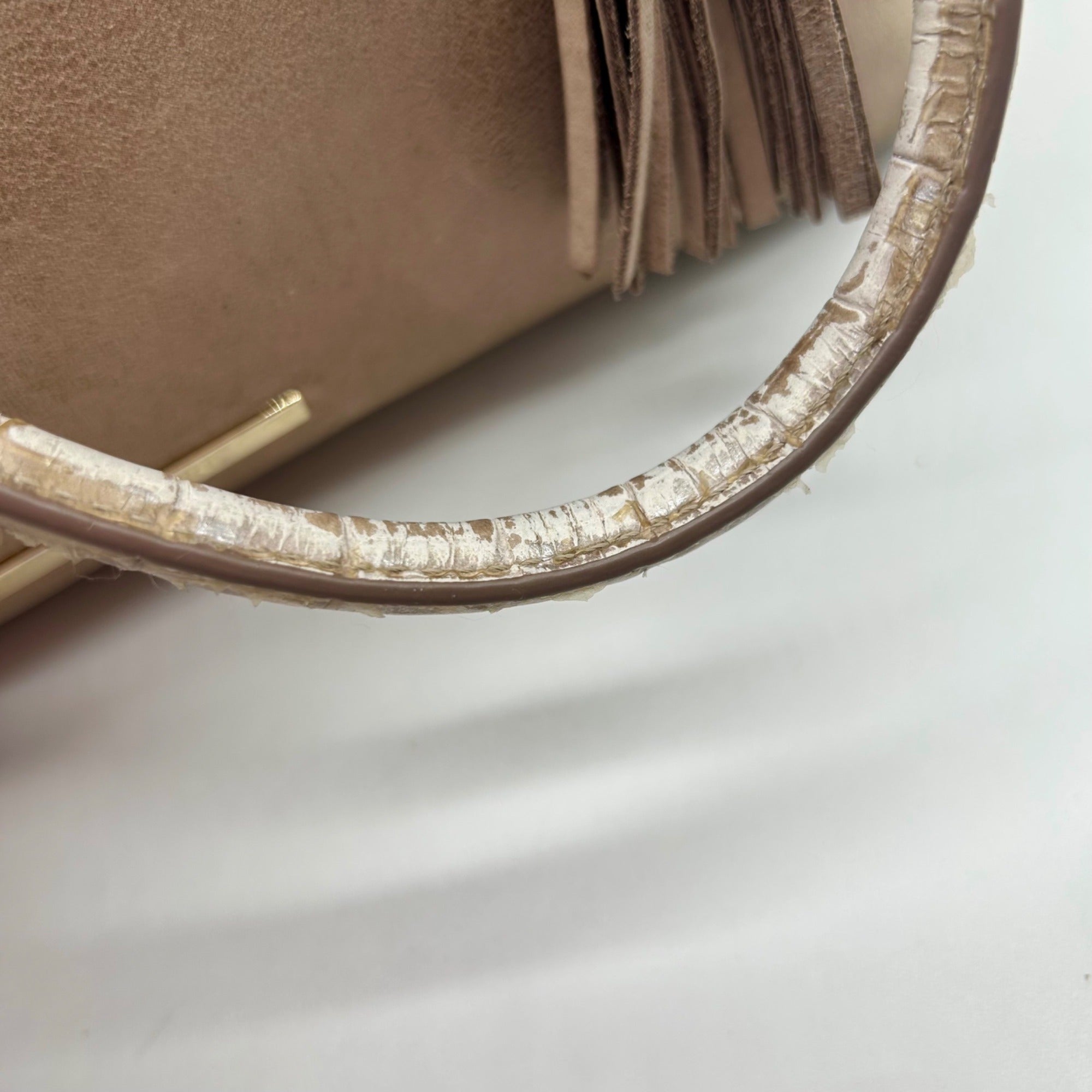Brahmin Tan Suede Mini Schooner Satchel Bag