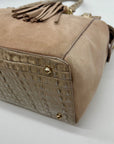 Brahmin Tan Suede Mini Schooner Satchel Bag