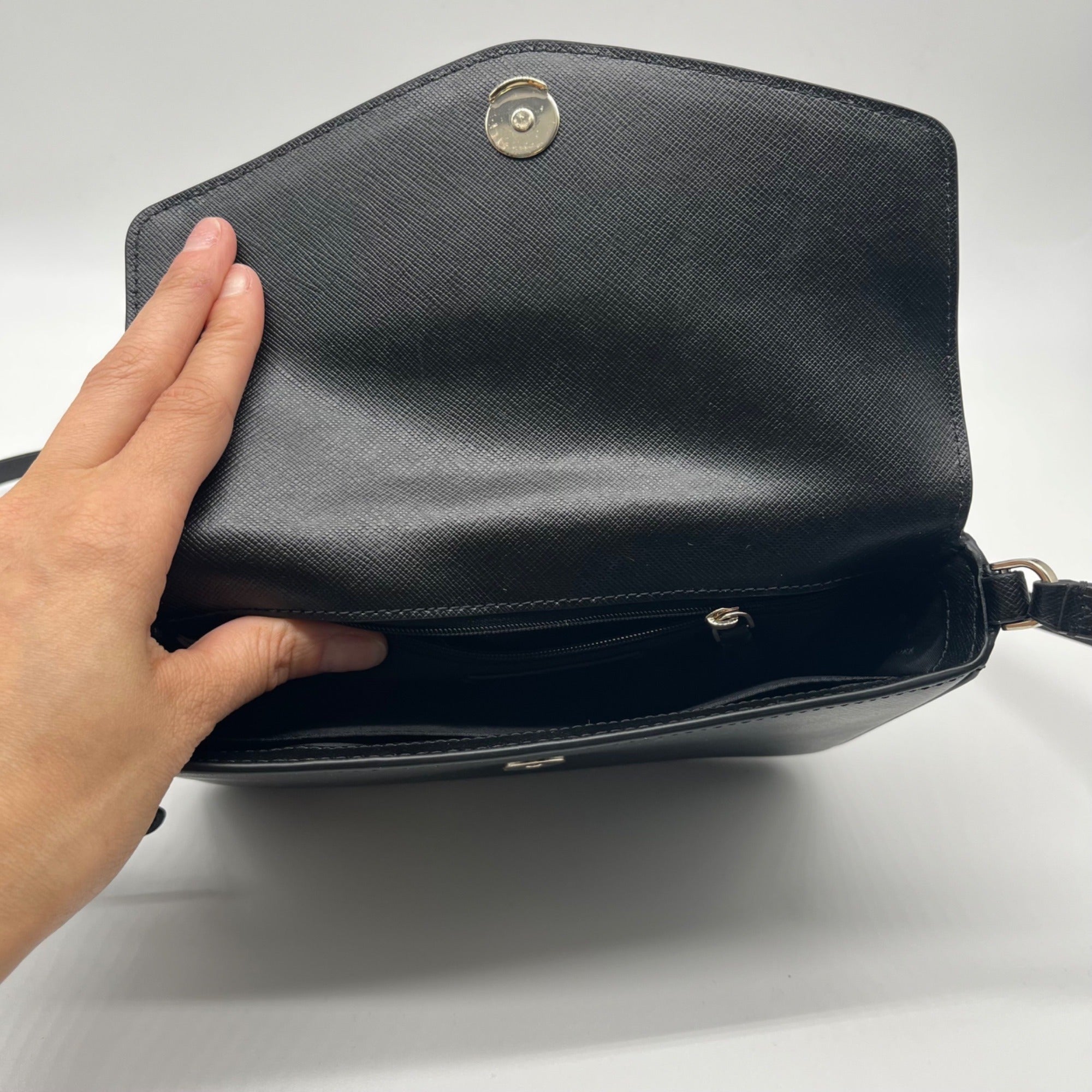 Kate Spade Black Saffiano Leather Sadie Envelope Crossbody Bag